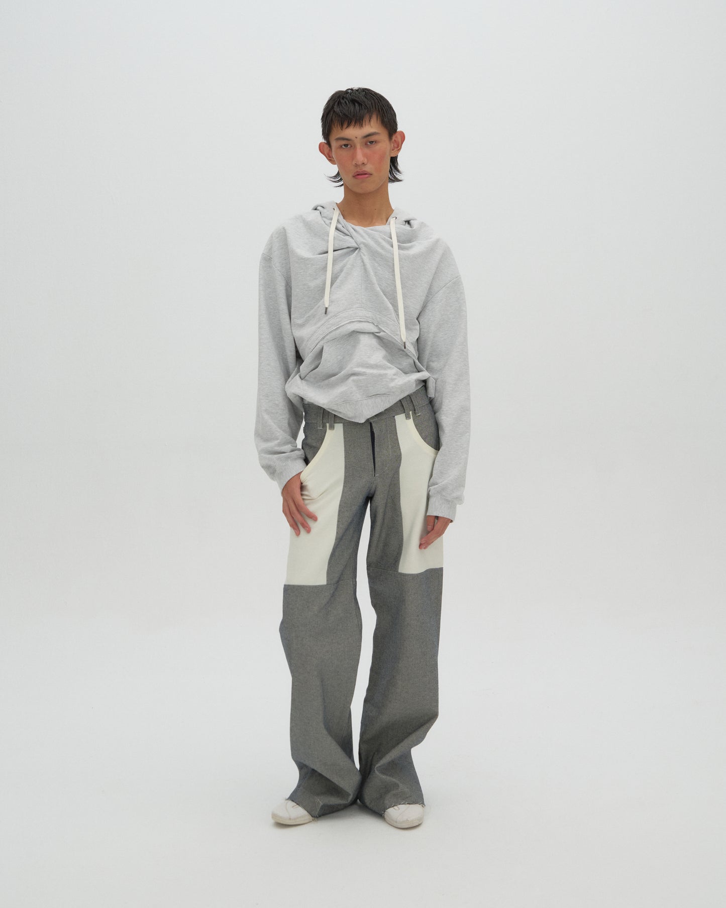 twisted neckline hoodie