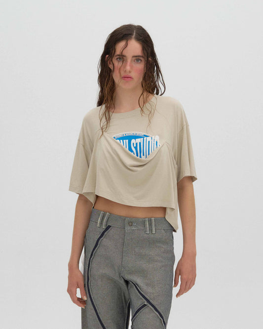 cowl draped logo t-shirt